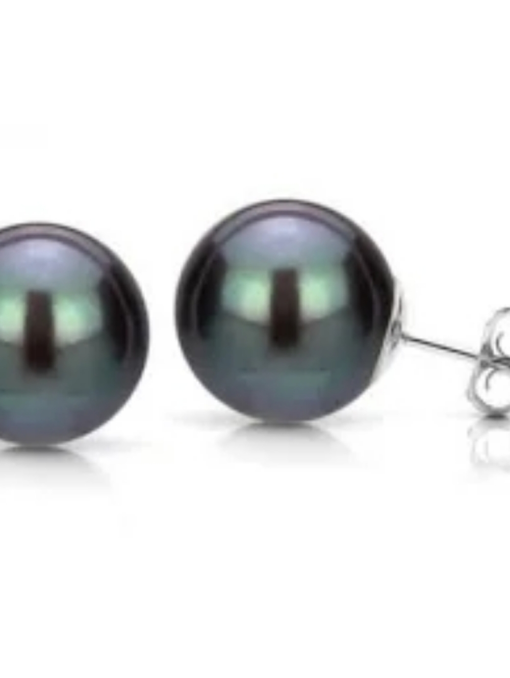 Black Iridescent Tahitian Pearl Stud Earrings - Women Jewelry